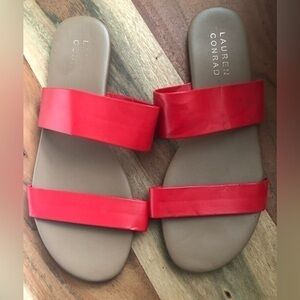 LC Lauren Conrad, red slide sandals, size 6
